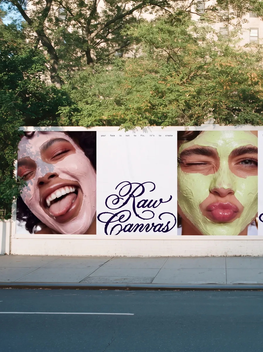 Raw Canvas billboard on a city street